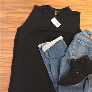 Asymmetrical black top with see through back